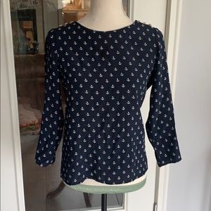 J. Crew silk anchor print blouse, size 4